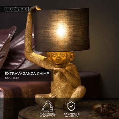 Lucide EXTRAVAGANZA CHIMP - Tischlampe - Ø 30 cm - 1xE14 - Schwarz